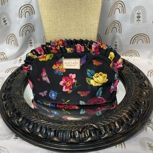 Betsey Johnson Black cosmetic bag with Colorful Floral Accents